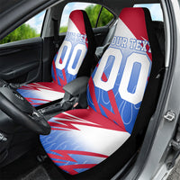 Personalized England Football Car Seat Cover Dynamic Lion Athlete Red Blue Flame