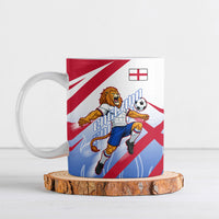 Personalized England Football Ceramic Mug Dynamic Lion Athlete Red Blue Flame