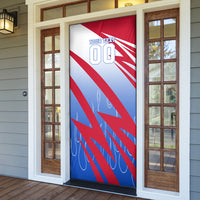 Personalized England Football Door Cover Dynamic Lion Athlete Red Blue Flame