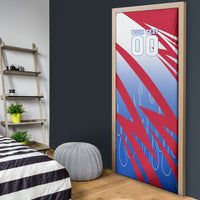 Personalized England Football Door Cover Dynamic Lion Athlete Red Blue Flame