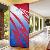 Personalized England Football Door Cover Dynamic Lion Athlete Red Blue Flame