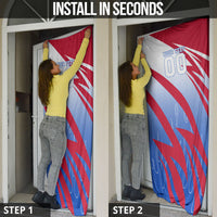 Personalized England Football Door Cover Dynamic Lion Athlete Red Blue Flame