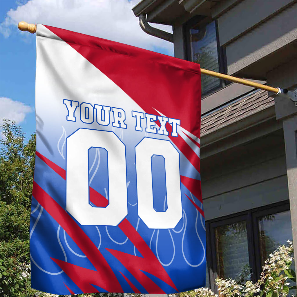 Personalized England Football Garden Flag Dynamic Lion Athlete Red Blue Flame