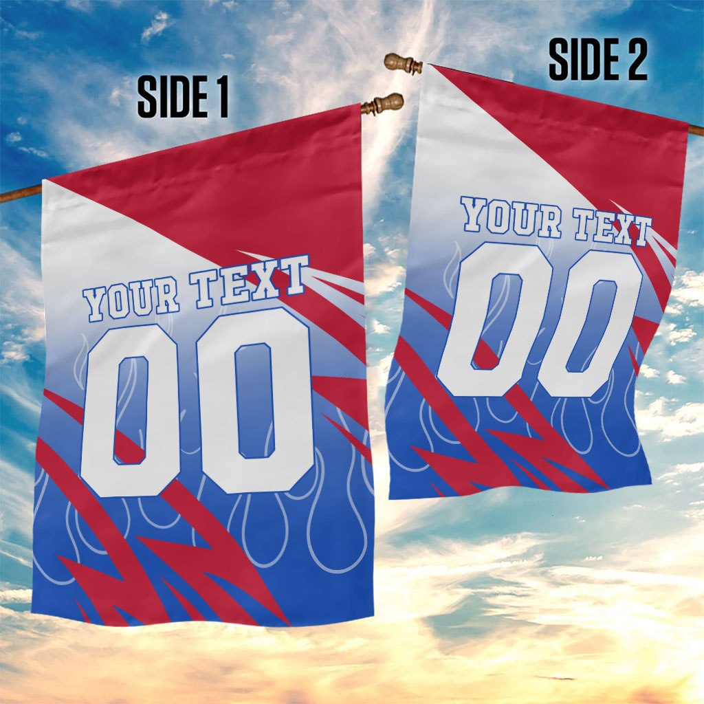 Personalized England Football Garden Flag Dynamic Lion Athlete Red Blue Flame