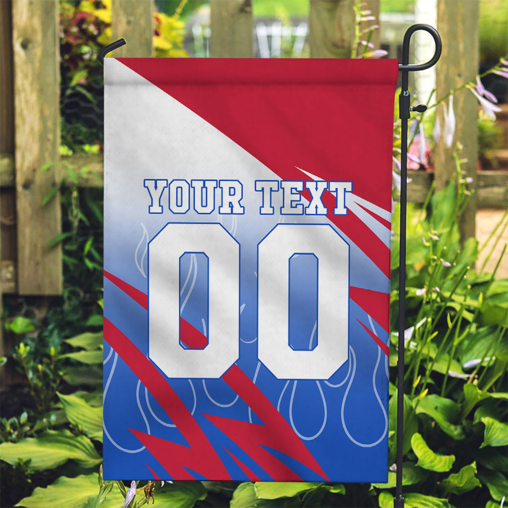 Personalized England Football Garden Flag Dynamic Lion Athlete Red Blue Flame