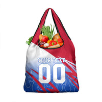Personalized England Football Grocery Bag Dynamic Lion Athlete Red Blue Flame