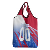 Personalized England Football Grocery Bag Dynamic Lion Athlete Red Blue Flame