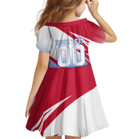 Personalized England Football Kid Short Sleeve Dress Dynamic Lion Athlete Red Blue Flame