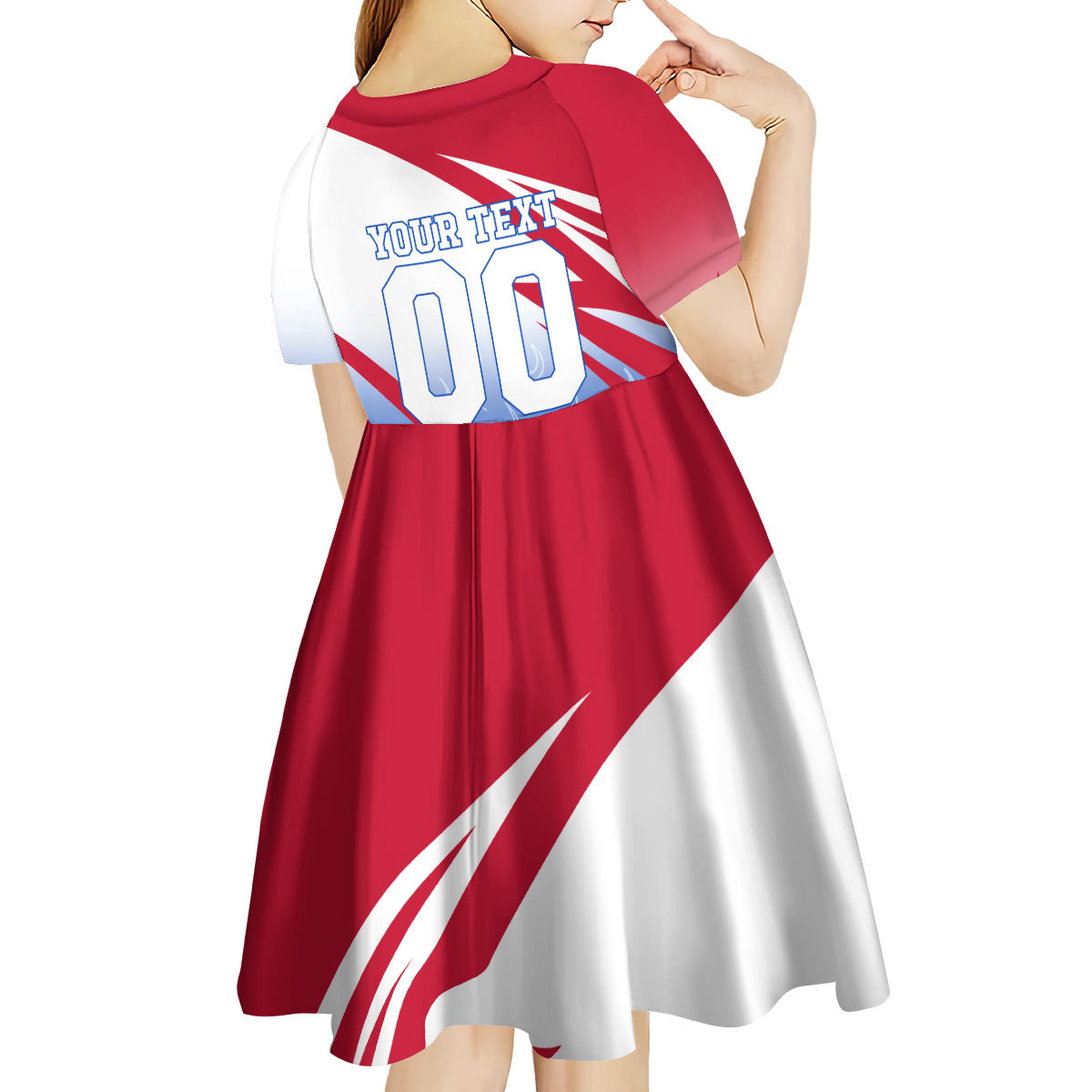 Personalized England Football Kid Short Sleeve Dress Dynamic Lion Athlete Red Blue Flame