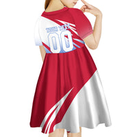 Personalized England Football Kid Short Sleeve Dress Dynamic Lion Athlete Red Blue Flame