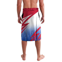 Personalized England Football Lavalava Dynamic Lion Athlete Red Blue Flame