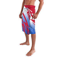 Personalized England Football Lavalava Dynamic Lion Athlete Red Blue Flame