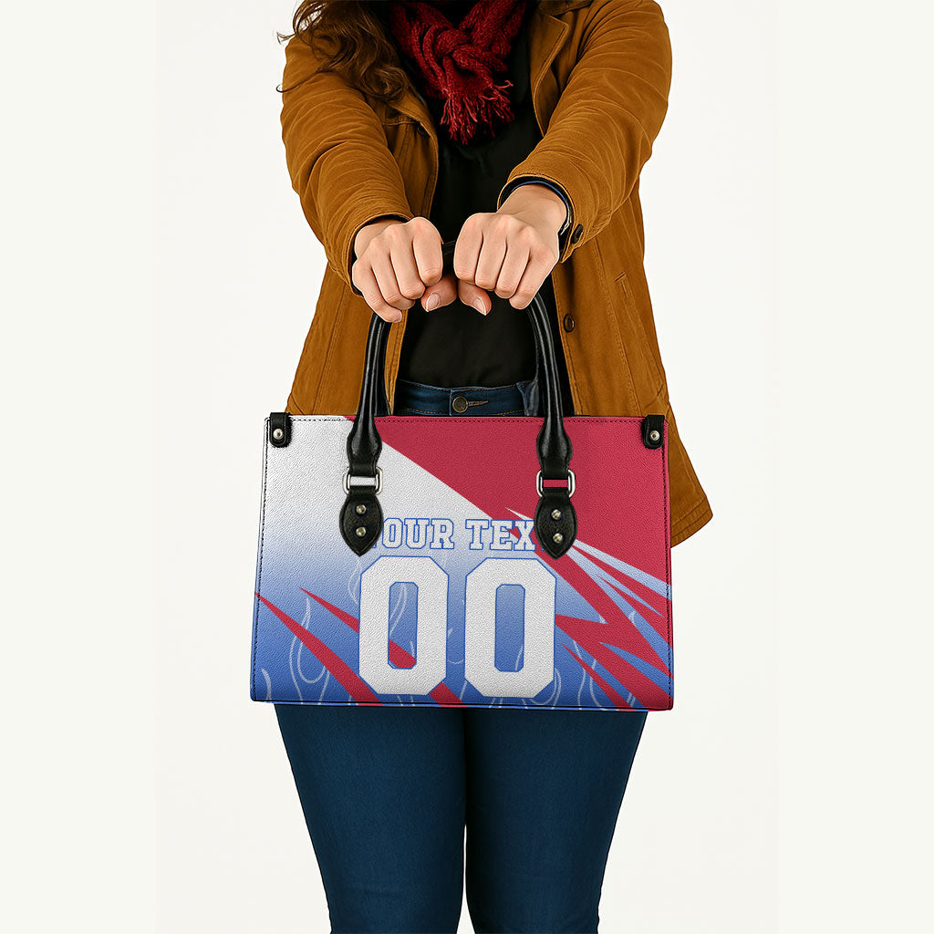 Personalized England Football Leather Bag Dynamic Lion Athlete Red Blue Flame