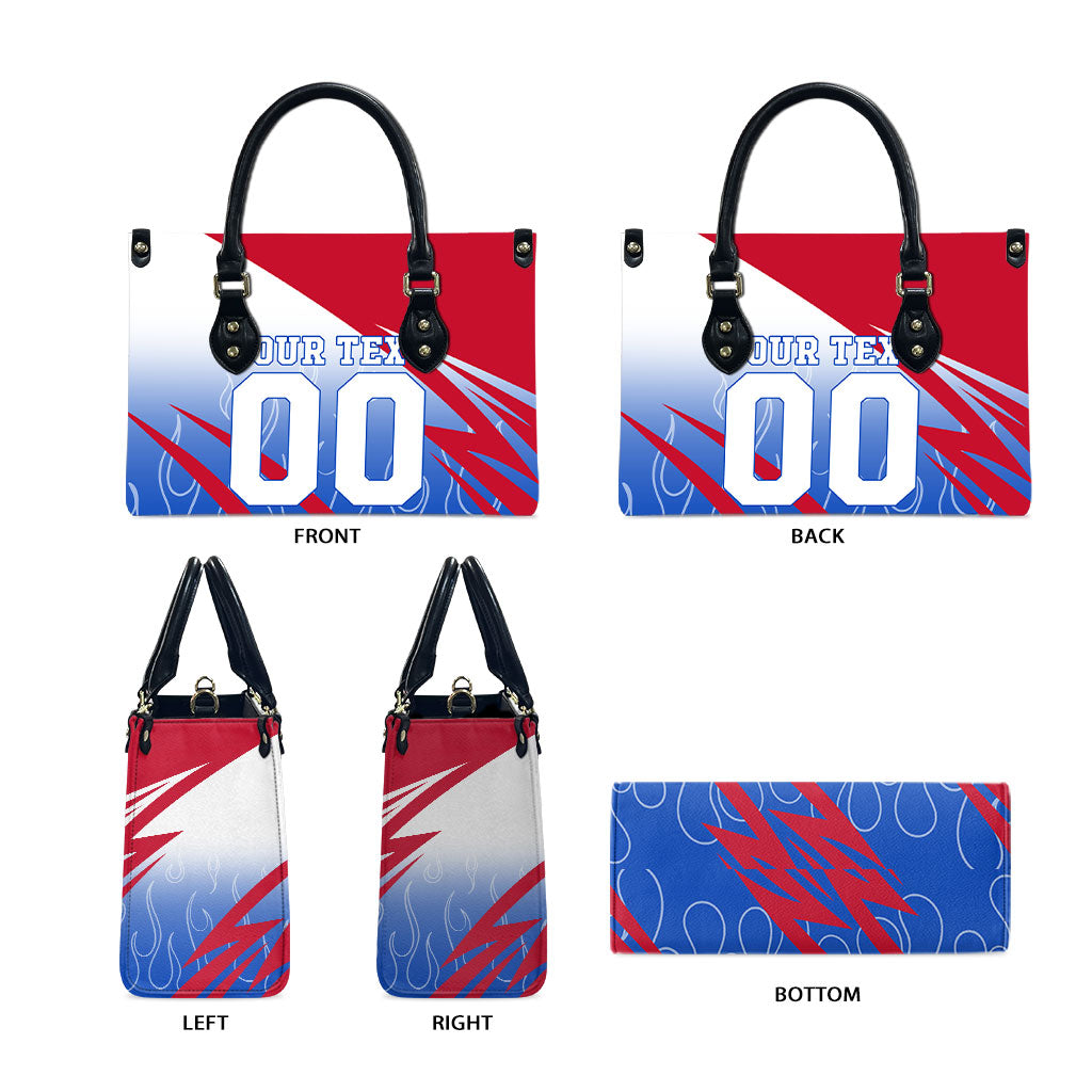 Personalized England Football Leather Bag Dynamic Lion Athlete Red Blue Flame