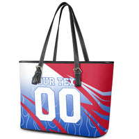 Personalized England Football Leather Tote Bag Dynamic Lion Athlete Red Blue Flame