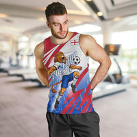 Personalized England Football Men Tank Top Dynamic Lion Athlete Red Blue Flame