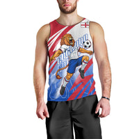 Personalized England Football Men Tank Top Dynamic Lion Athlete Red Blue Flame