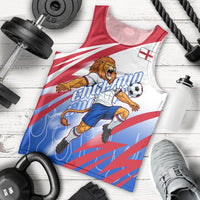 Personalized England Football Men Tank Top Dynamic Lion Athlete Red Blue Flame