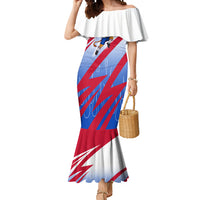 Personalized England Football Mermaid Dress Dynamic Lion Athlete Red Blue Flame