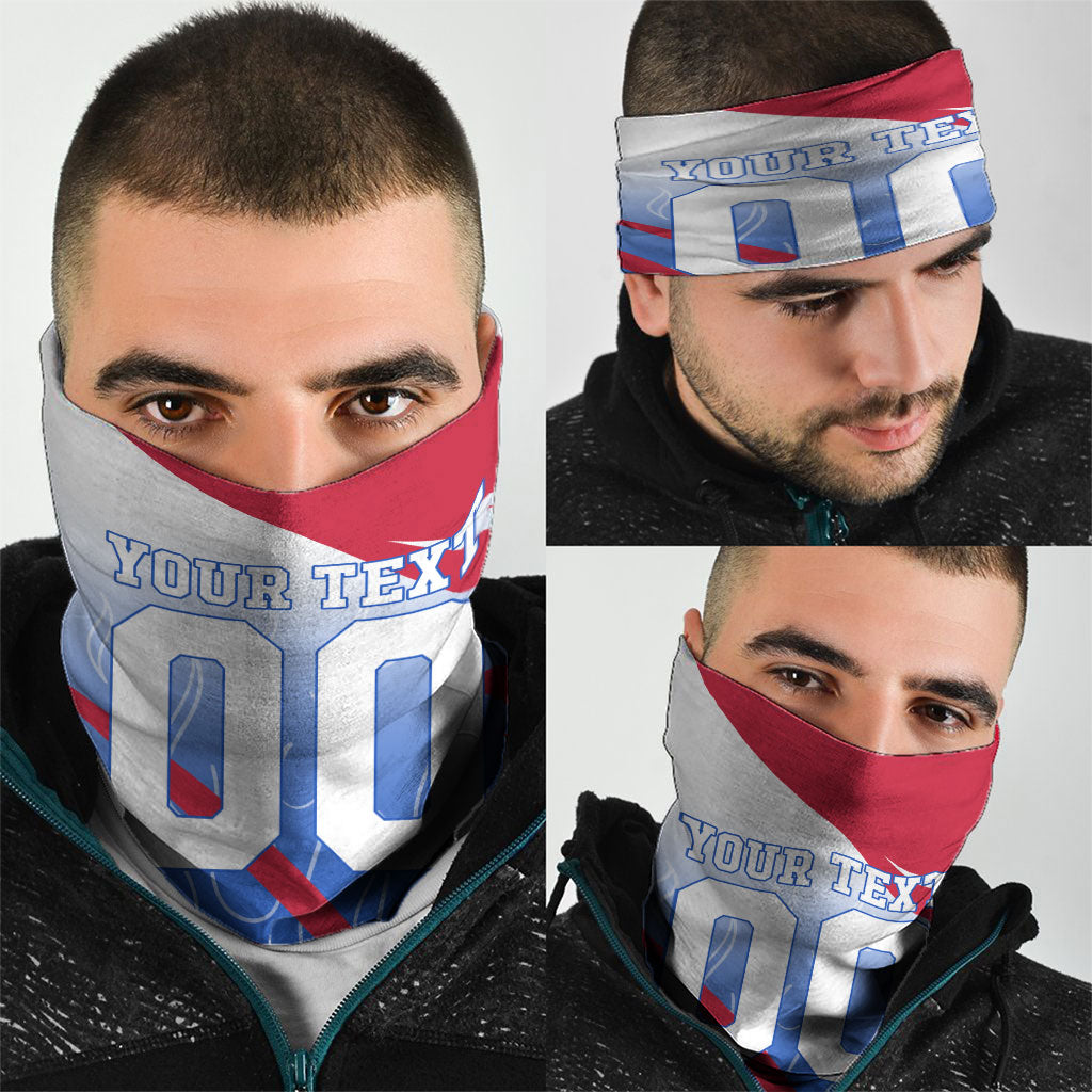 Personalized England Football Neck Gaiter Dynamic Lion Athlete Red Blue Flame