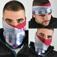 Personalized England Football Neck Gaiter Dynamic Lion Athlete Red Blue Flame