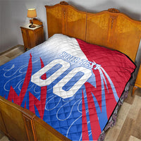 Personalized England Football Quilt Dynamic Lion Athlete Red Blue Flame