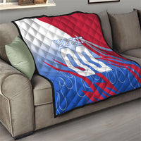 Personalized England Football Quilt Dynamic Lion Athlete Red Blue Flame