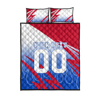 Personalized England Football Quilt Bed Set Dynamic Lion Athlete Red Blue Flame