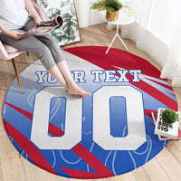 Personalized England Football Round Carpet Dynamic Lion Athlete Red Blue Flame