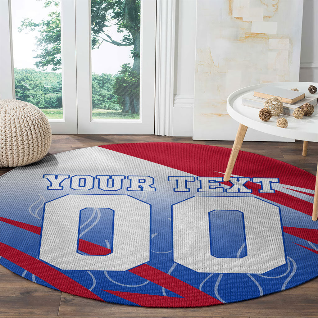 Personalized England Football Round Carpet Dynamic Lion Athlete Red Blue Flame