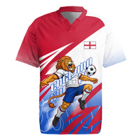 Personalized England Football Rugby Jersey Dynamic Lion Athlete Red Blue Flame