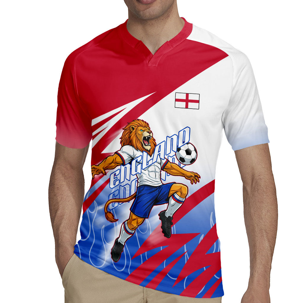 Personalized England Football Rugby Jersey Dynamic Lion Athlete Red Blue Flame