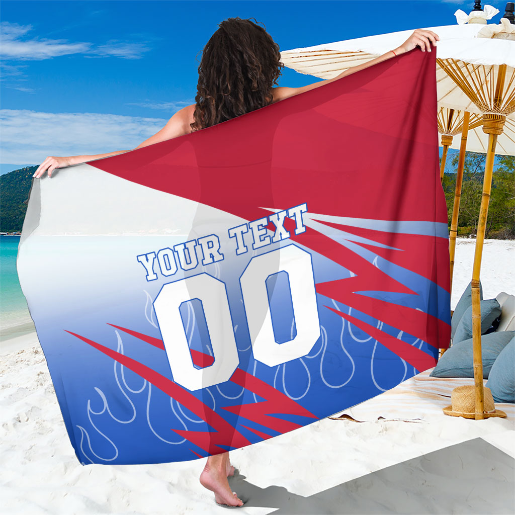 Personalized England Football Sarong Dynamic Lion Athlete Red Blue Flame