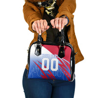 Personalized England Football Shoulder Handbag Dynamic Lion Athlete Red Blue Flame