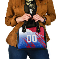 Personalized England Football Shoulder Handbag Dynamic Lion Athlete Red Blue Flame