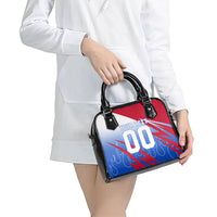 Personalized England Football Shoulder Handbag Dynamic Lion Athlete Red Blue Flame