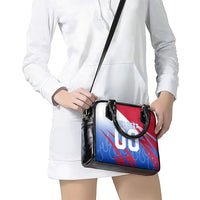 Personalized England Football Shoulder Handbag Dynamic Lion Athlete Red Blue Flame