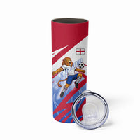 Personalized England Football Skinny Tumbler Dynamic Lion Athlete Red Blue Flame