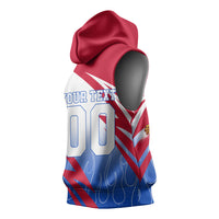 Personalized England Football Sleeveless Hoodie Dynamic Lion Athlete Red Blue Flame