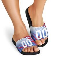 Personalized England Football Slide Sandals Dynamic Lion Athlete Red Blue Flame