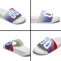 Personalized England Football Slide Sandals Dynamic Lion Athlete Red Blue Flame