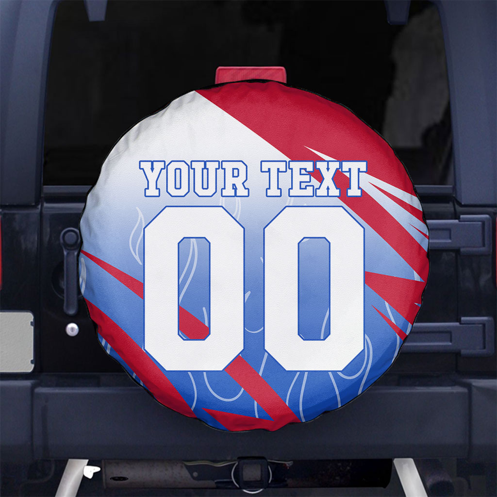 Personalized England Football Spare Tire Cover Dynamic Lion Athlete Red Blue Flame