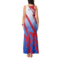 Personalized England Football Tank Maxi Dress Dynamic Lion Athlete Red Blue Flame