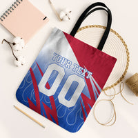 Personalized England Football Tote Bag Dynamic Lion Athlete Red Blue Flame