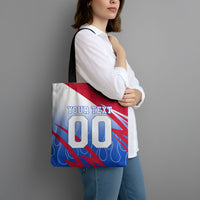 Personalized England Football Tote Bag Dynamic Lion Athlete Red Blue Flame