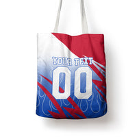 Personalized England Football Tote Bag Dynamic Lion Athlete Red Blue Flame