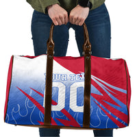 Personalized England Football Travel Bag Dynamic Lion Athlete Red Blue Flame