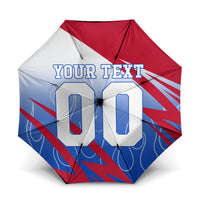 Personalized England Football Umbrella Dynamic Lion Athlete Red Blue Flame