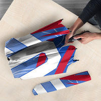 Personalized England Football Umbrella Dynamic Lion Athlete Red Blue Flame