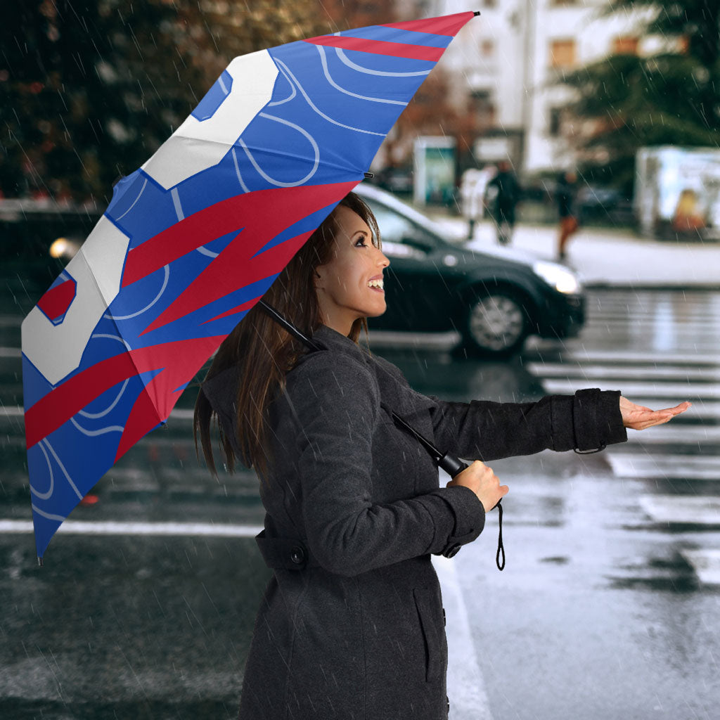 Personalized England Football Umbrella Dynamic Lion Athlete Red Blue Flame